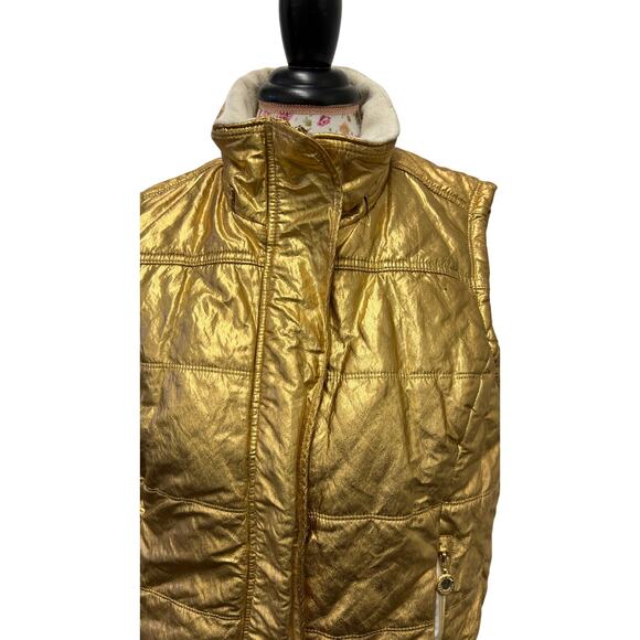 💛 Calvin Klein Performance Metallic Gold Puffer Vest M – Statement Winter Layer - Picture 2 of 4